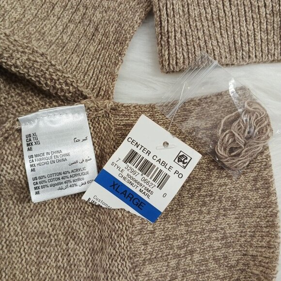 NWT KAREN SCOTT Cable Knit Textured Sweater XL(16-18) Cotton Dark Beige - Picture 13 of 13